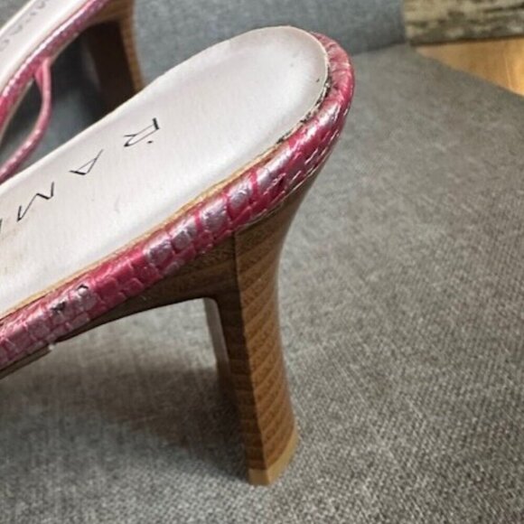 Rampage Women's 7.5 Pink Sandals Kitten Heel Snake Print Design Square Toe Y2K - Picture 4 of 5